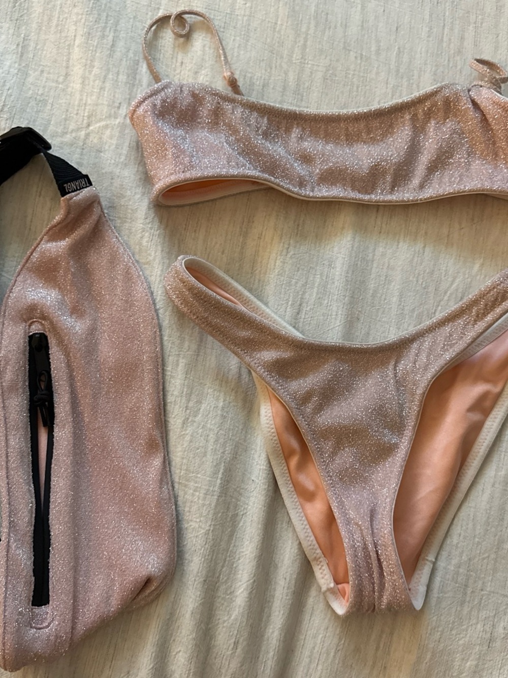 TRIANGL Shimmery Pink Bikini Set with Matching SWIM